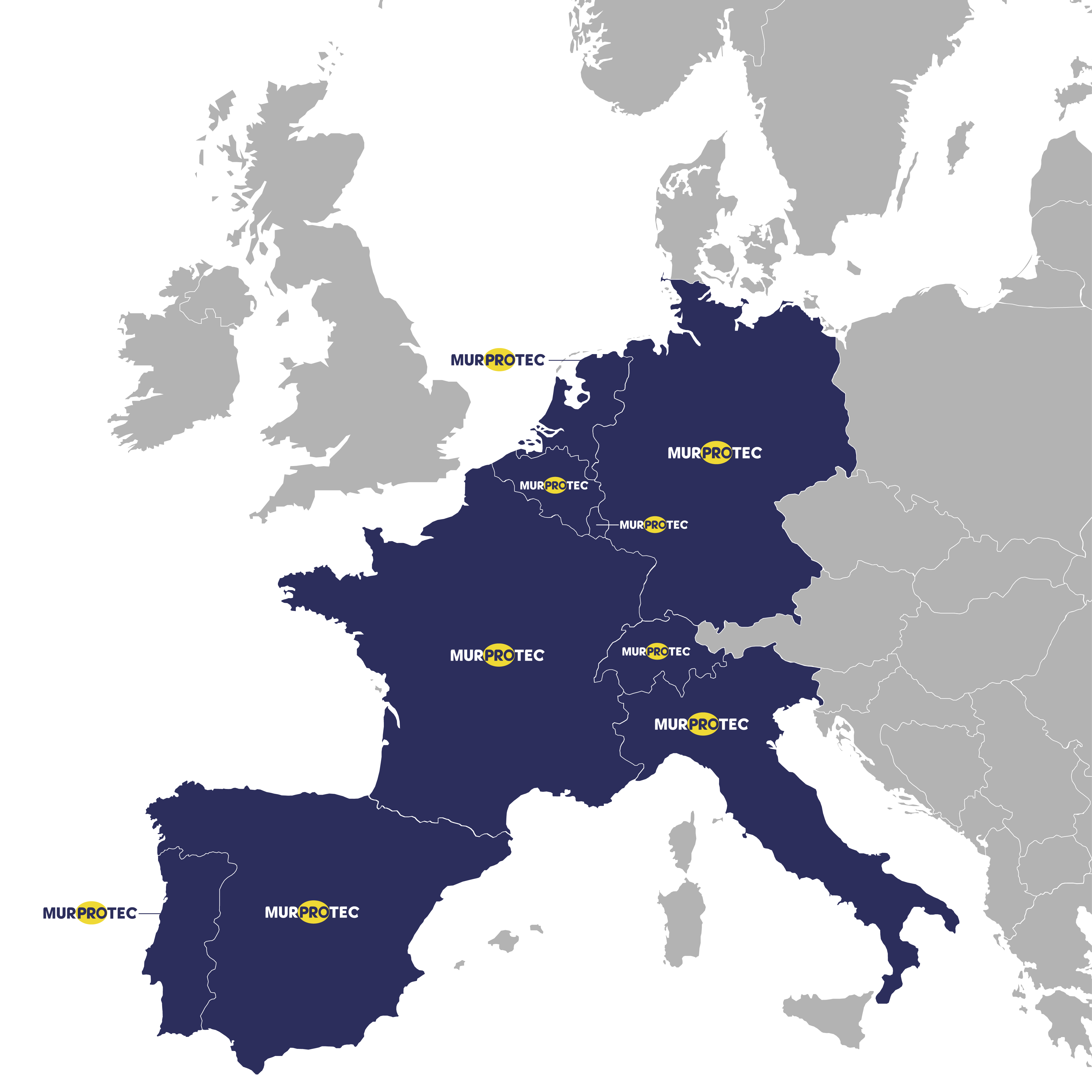 Map of Europe with Murprotec offices